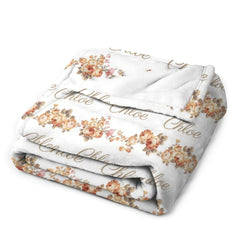 Free Shipping✈️Personalizrd Vintage Floral Swaddle Blanket - Newborn Baby Name Blanket - Baby Shower Gift