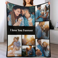 Free Shipping✈️Personalized Photo Text Custom Blanket - For Family Parents Couple