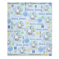 Custom Elephant Monogram Baby Blanket for Boys - Best Gift for Baby - Joliny