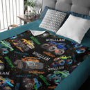 Monster Truck Custom Blanket Gift for Kids, Personalized Gift for Toddler Boy - Joliny