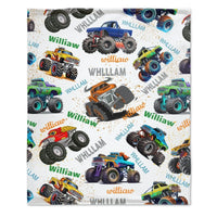 Monster Truck Custom Blanket Gift for Kids, Personalized Gift for Toddler Boy - Joliny