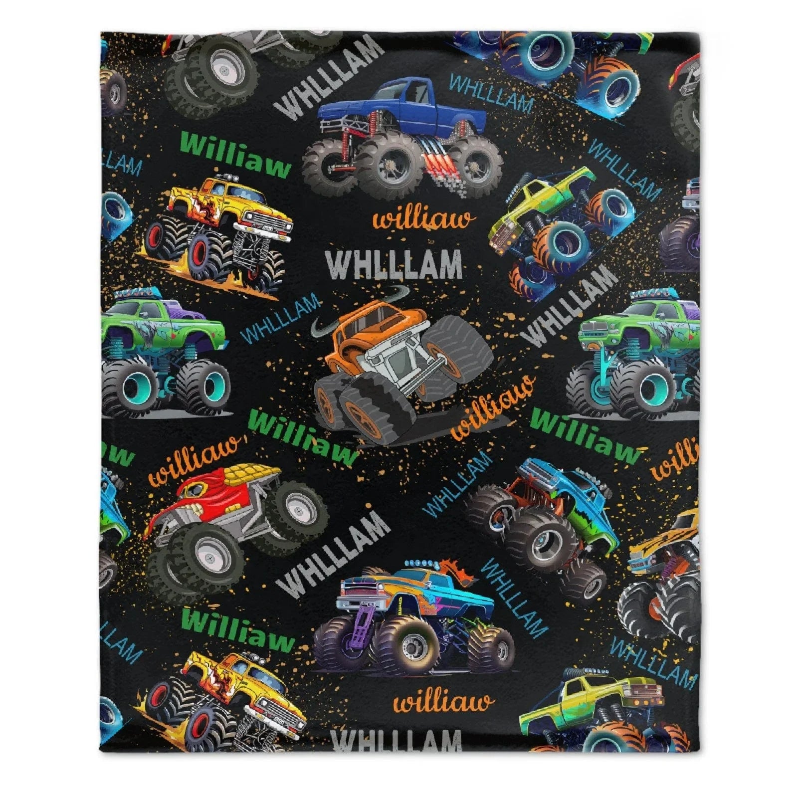Monster Truck Custom Blanket Gift for Kids, Personalized Gift for Toddler Boy