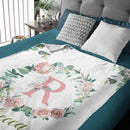 Personalized Baby Blanket for Girls With Name, Light Pink Floral Blanket - Joliny