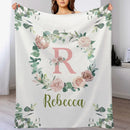 Personalized Baby Blanket for Girls With Name, Light Pink Floral Blanket - Joliny