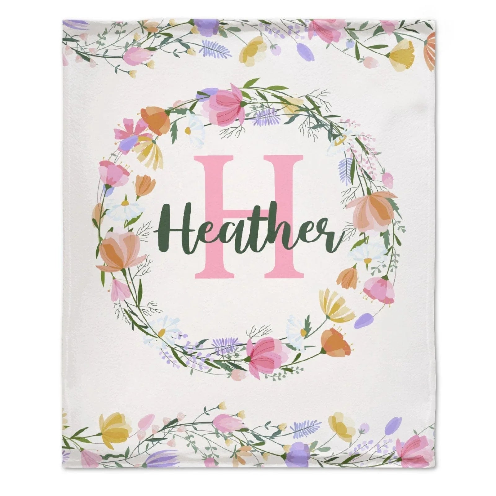 Personalized Baby Blanket for Girls With Name, Pink Floral Blanket