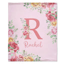 Personalized Baby Blanket for Girls With Name, Red Rose Floral Blanket - Joliny