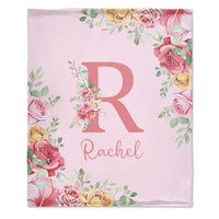 Personalized Baby Blanket for Girls With Name, Red Rose Floral Blanket - Joliny