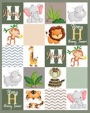 Personalized Custom Baby Blankets With Name For Boys And Girls - Wild Animals - Joliny