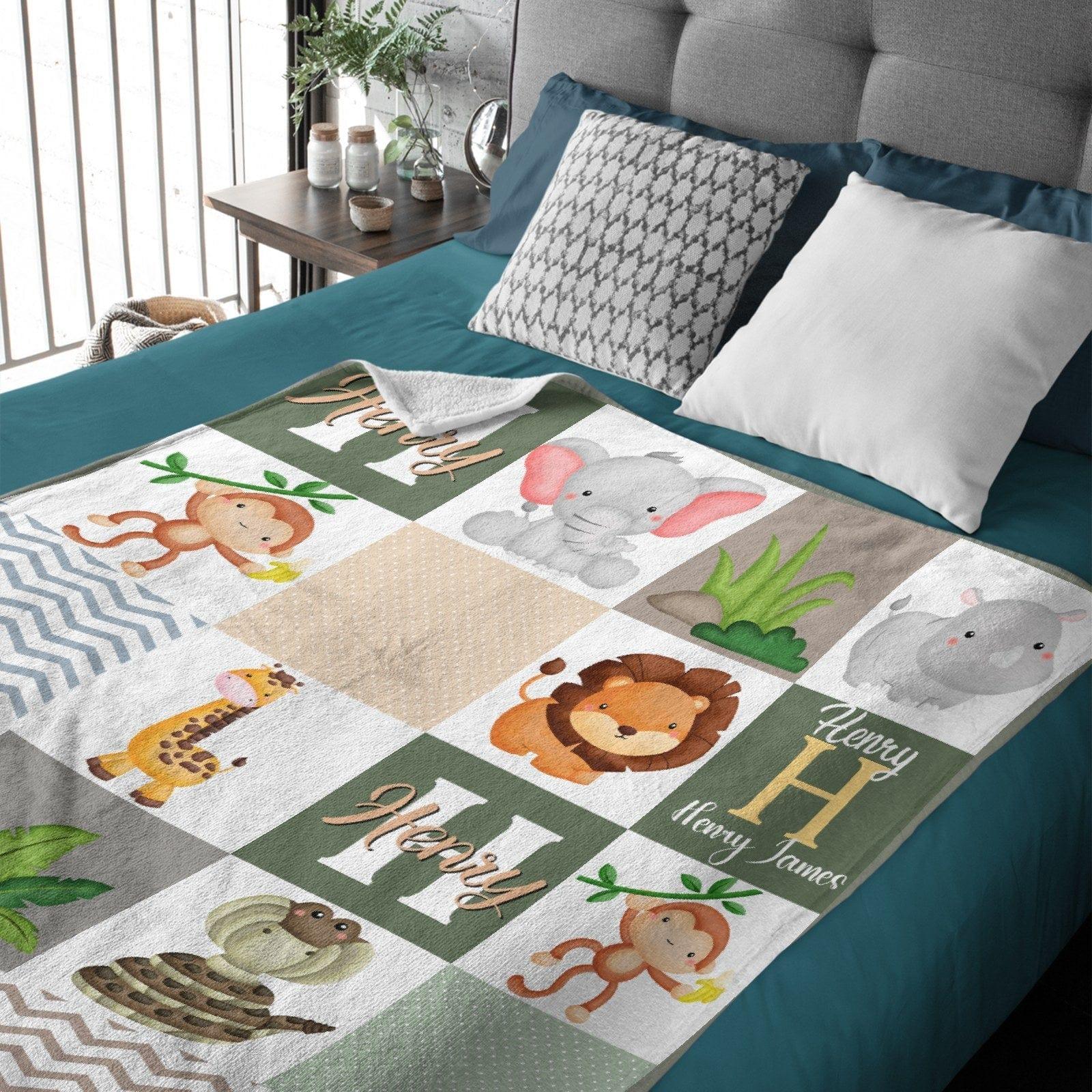 Personalized Custom Baby Blankets With Name For Boys And Girls - Wild Animals