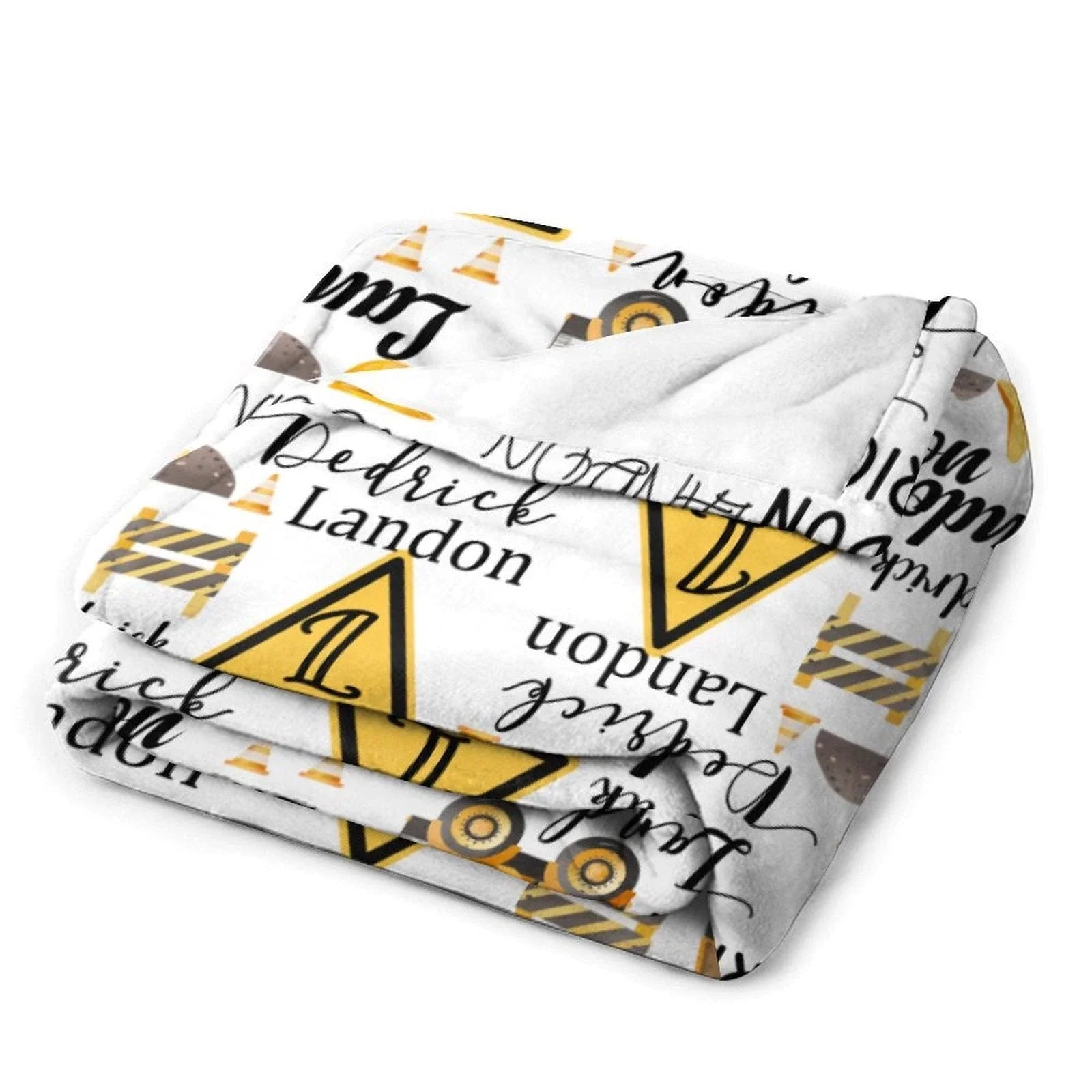 Personalized Custom Excavator Blanket With Name - Road Sign Fence, Gift For Children - Joliny