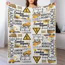 Personalized Custom Excavator Blanket With Name - Road Sign Fence, Gift For Children - Joliny
