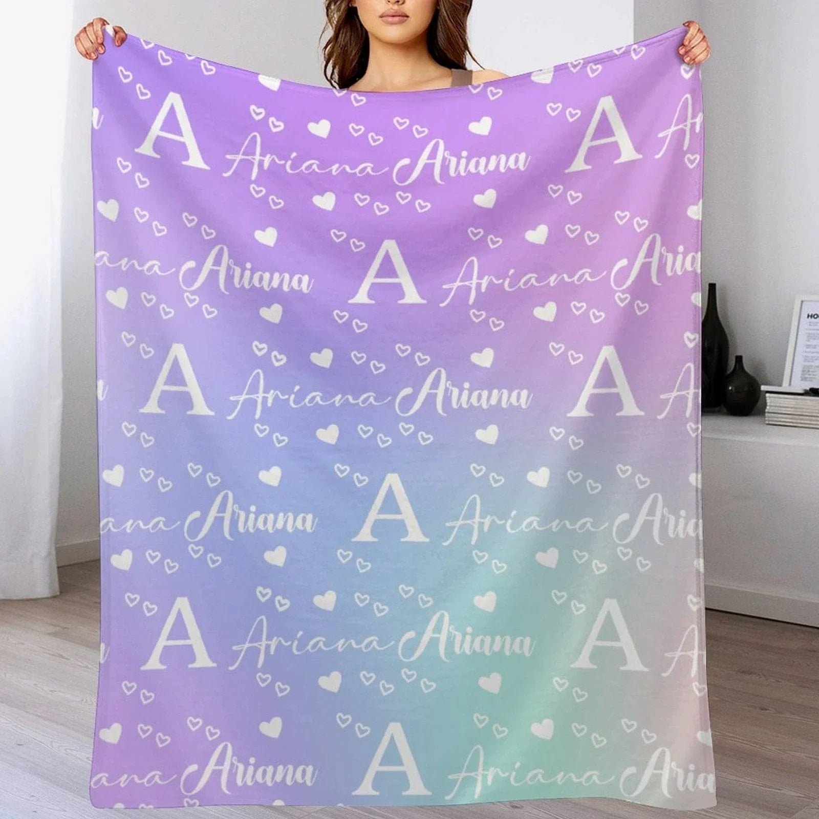 Personalized Custom Name Blanket, Personalized Loving Heart Kids Blanket