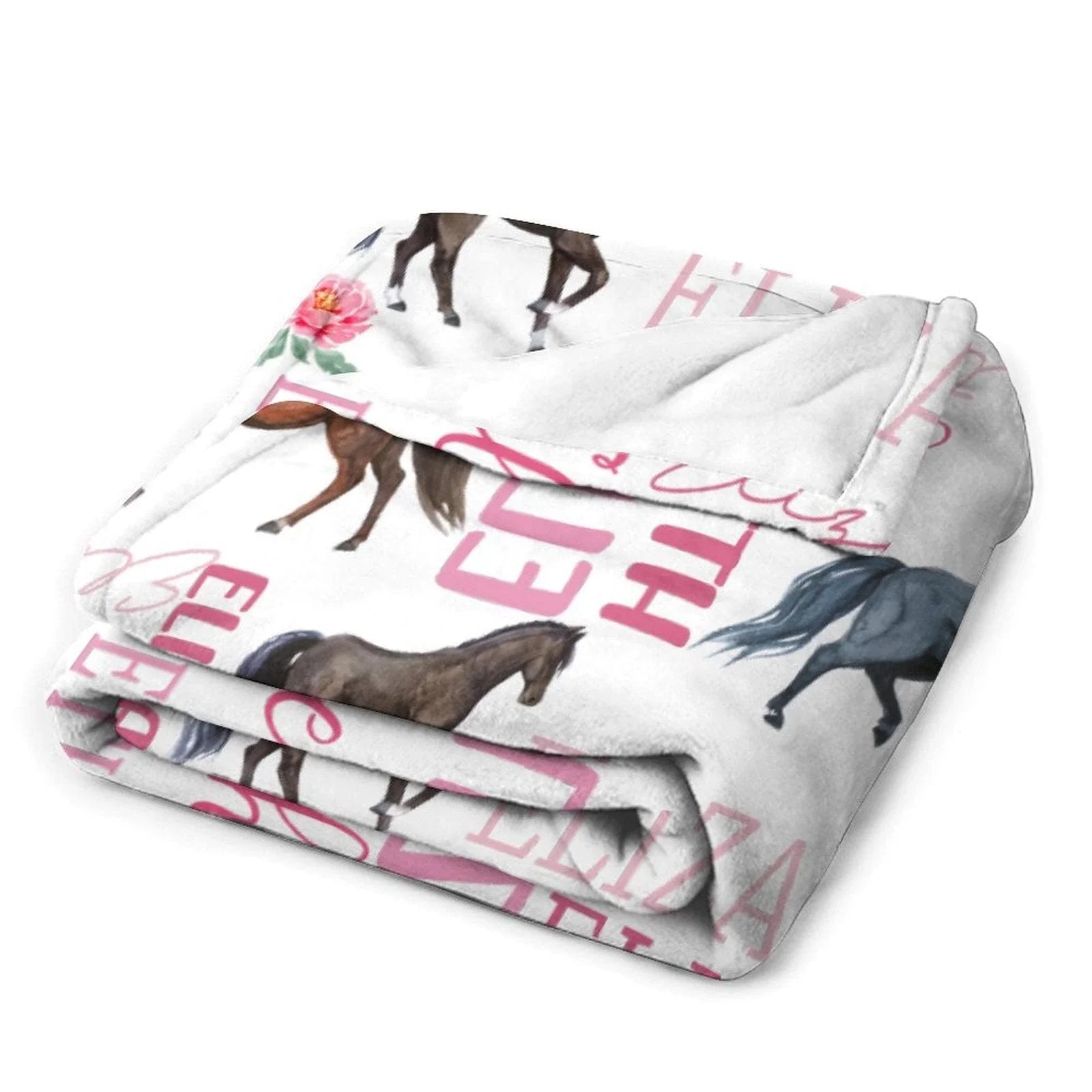 Personalized Floral Horse Baby Blanket - Gift for baby, Custom Name Blanket - Joliny