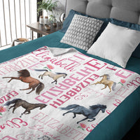 Personalized Floral Horse Baby Blanket - Gift for baby, Custom Name Blanket - Joliny