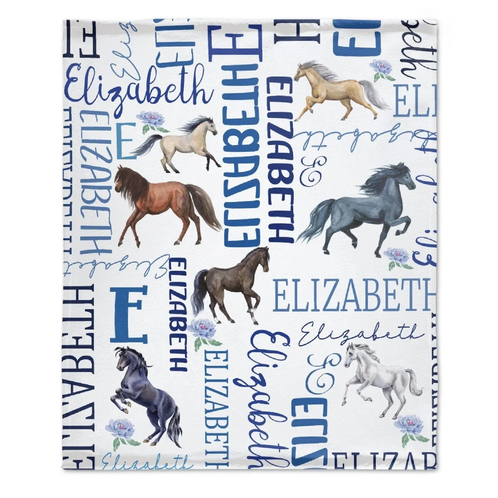 Personalized Floral Horse Baby Blanket - Gift for baby, Custom Name Blanket - Joliny