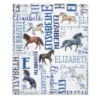 Personalized Floral Horse Baby Blanket - Gift for baby, Custom Name Blanket - Joliny