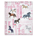 Personalized Floral Horse Baby Blanket - Gift for baby, Custom Name Blanket - Joliny