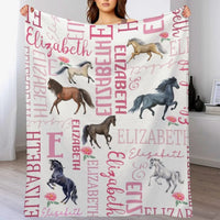 Personalized Floral Horse Baby Blanket - Gift for baby, Custom Name Blanket - Joliny