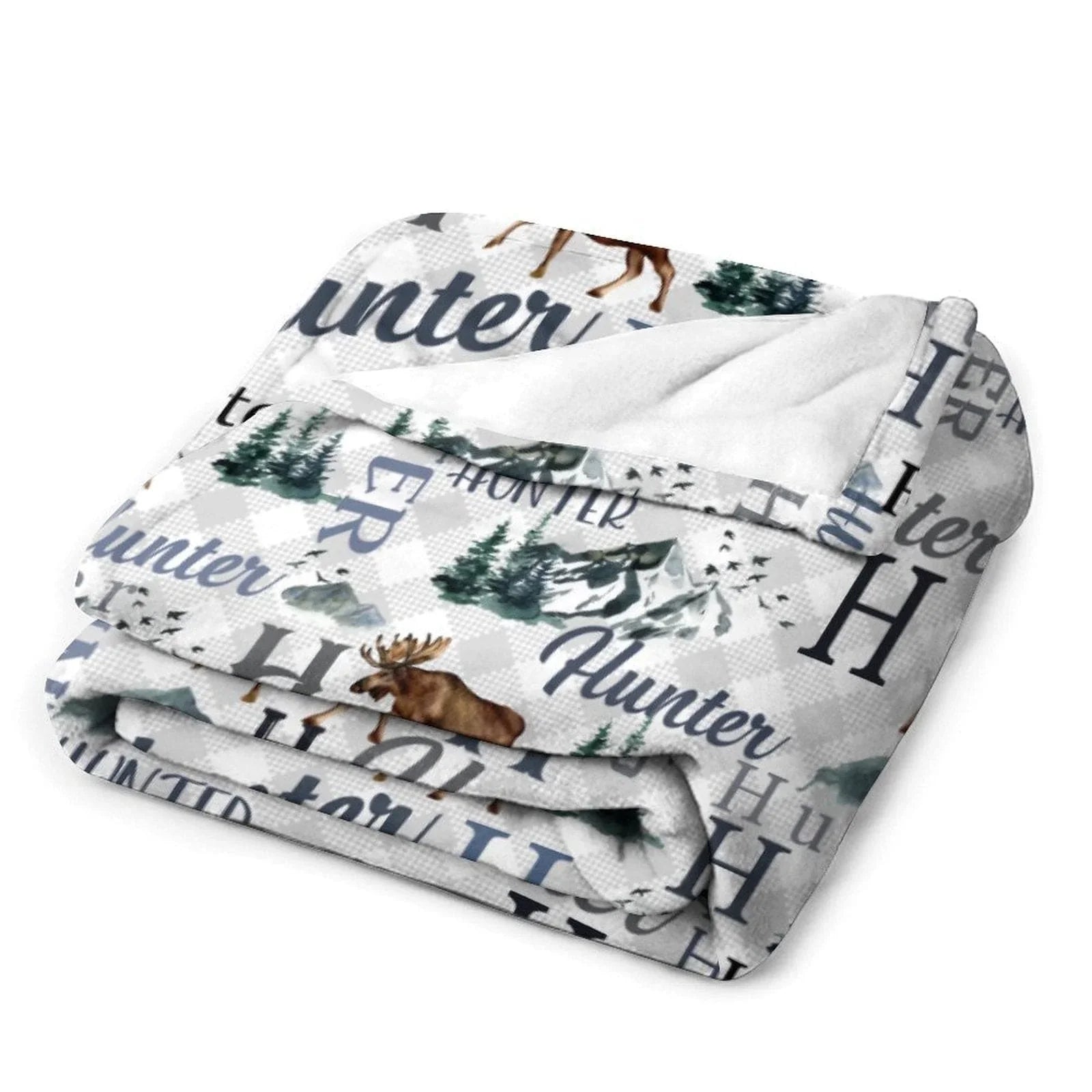 Personalized Moose Name Blanket - Outdoors Mountain Blanket - Custom Hunting - Joliny