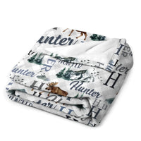 Personalized Moose Name Blanket - Outdoors Mountain Blanket - Custom Hunting - Joliny