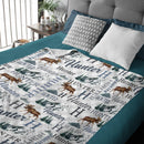Personalized Moose Name Blanket - Outdoors Mountain Blanket - Custom Hunting - Joliny