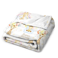 Personalized Rainbow Baby Giraffe Boy Girl Soft Name Blanket - Joliny