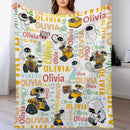 Personalized Watercolor Blanket With Name, Galaxy Robot Lovers Baby Kids Birthday Gift - Joliny