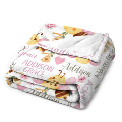 Free Shipping✈️Personalized Name Baby Blanket Bumble Honey Bee