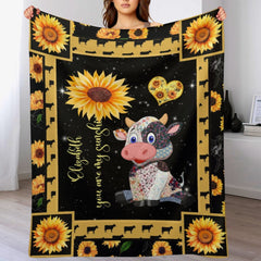 Free Shipping✈️Personalized Cow Blanket - You are my sunshine