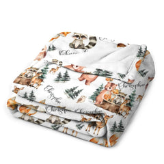 Free Shipping✈️Personalized Woodland Animal Custom Baby Blanket