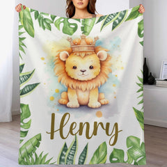 Free Shipping✈️Personalized Customized Name Baby Blanket - Baby Lion