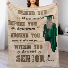 Before You, All Your Dreams - Personalized Blanket - Graduation Gift - joliny