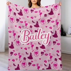 Free Shipping✈️Personalized Name Custom Pink Party Blanket