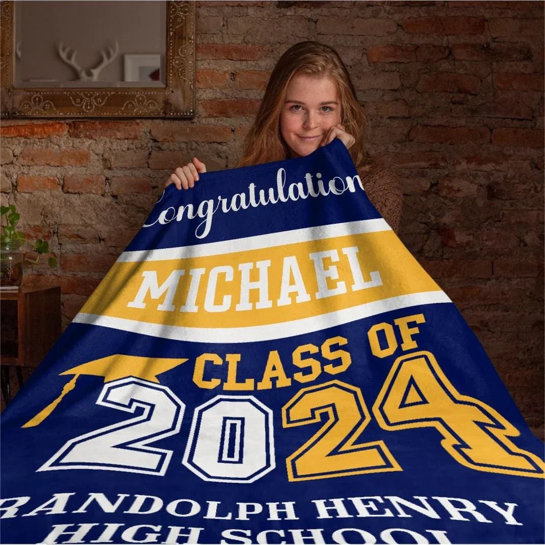 Class of 2025 Custom Name Soft Blanket - Graduation Gift
