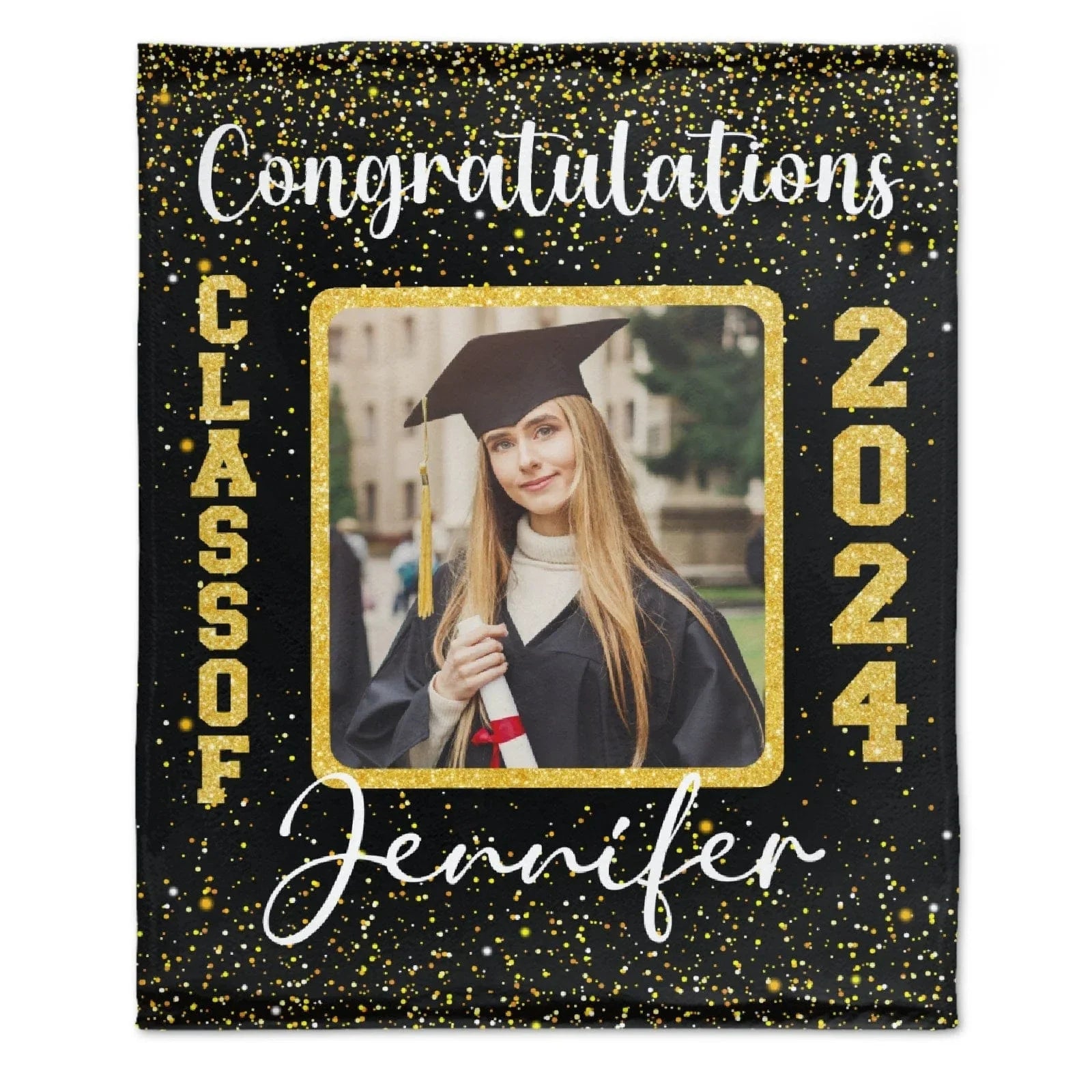 Personalized Graduation Blanket 2024 Custom Photo and Name Congratulations Graduation Gift - Joliny