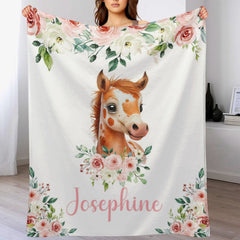 Free Shipping✈️Horse Farm Animal Personalized Name Baby Blanket