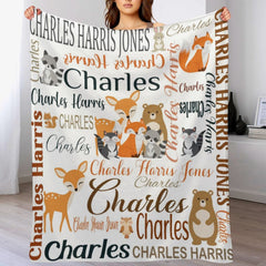 Free Shipping✈️Personalized Woodland Animal Blanket - Gift Ideas for Kids