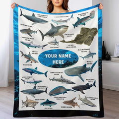 Free Shipping✈️Personalized Name Shark Blanket for Kids