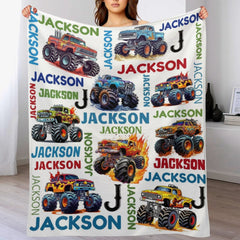 Free Shipping✈️Truck Custom Name Blanket-Personalized Baby Blanket for Girls&Boys