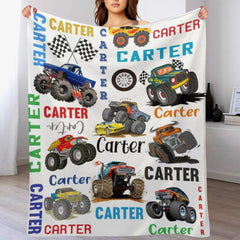 Free Shipping✈️Personalized Name Customized Monster Truck Blanket