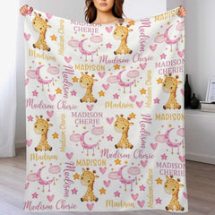 Livraison gratuite✈️Couverture pour bébé girafe personnalisée avec nom personnalisé