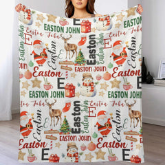 Personalized Christmas Baby Name Pattern Blanket