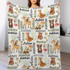 Free Shipping✈️Forest Animals Personalized Custom Name Blanket