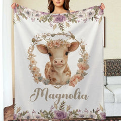 Cow Personalized Blanket - Gift for Baby - joliny