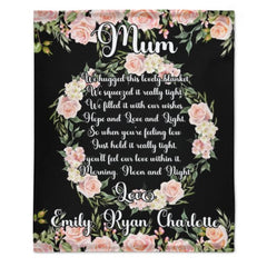 Custom Kids Name Floral Blanket - Gifts for Mom on Mother's Day - joliny