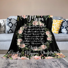 Custom Kids Name Floral Blanket - Gifts for Mom on Mother's Day - joliny