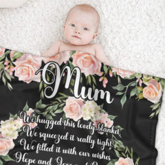 Custom Kids Name Floral Blanket - Gifts for Mom on Mother's Day - joliny