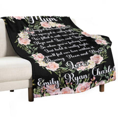 Custom Kids Name Floral Blanket - Gifts for Mom on Mother's Day - joliny