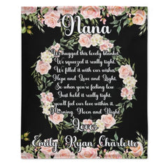 Custom Kids Name Floral Blanket - Gifts for Nana on Mother's Day - joliny