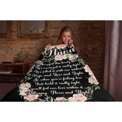 Custom Kids Name Floral Blanket - Gifts for Nana on Mother's Day - joliny